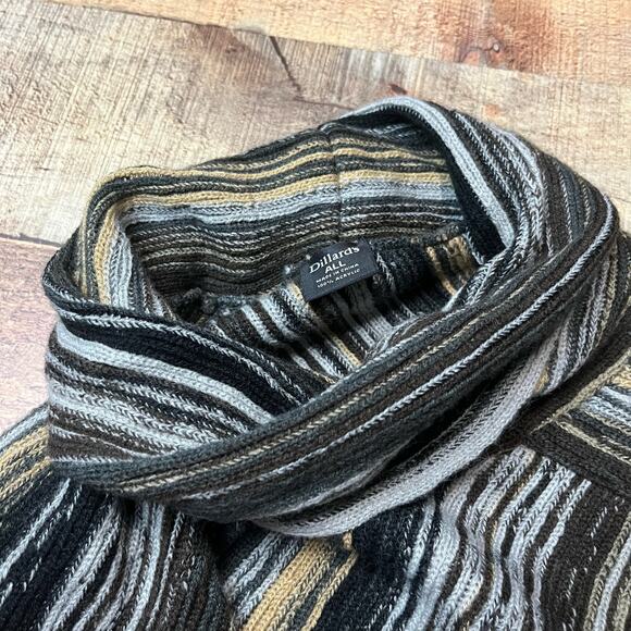 Dillard's | Women's Earth Tone Striped Turtleneck Sweater Poncho Sz ALL - Picture 3 of 3
